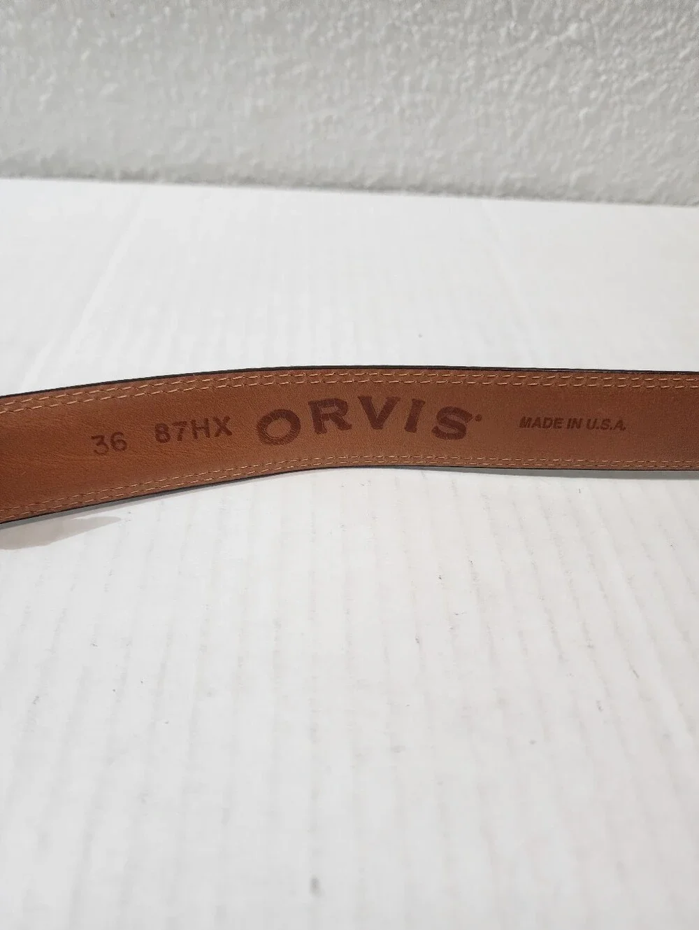 VTG Orvis Brown Bridle Leather Dress Casual Belt Size 36 Solid Brass Made USA